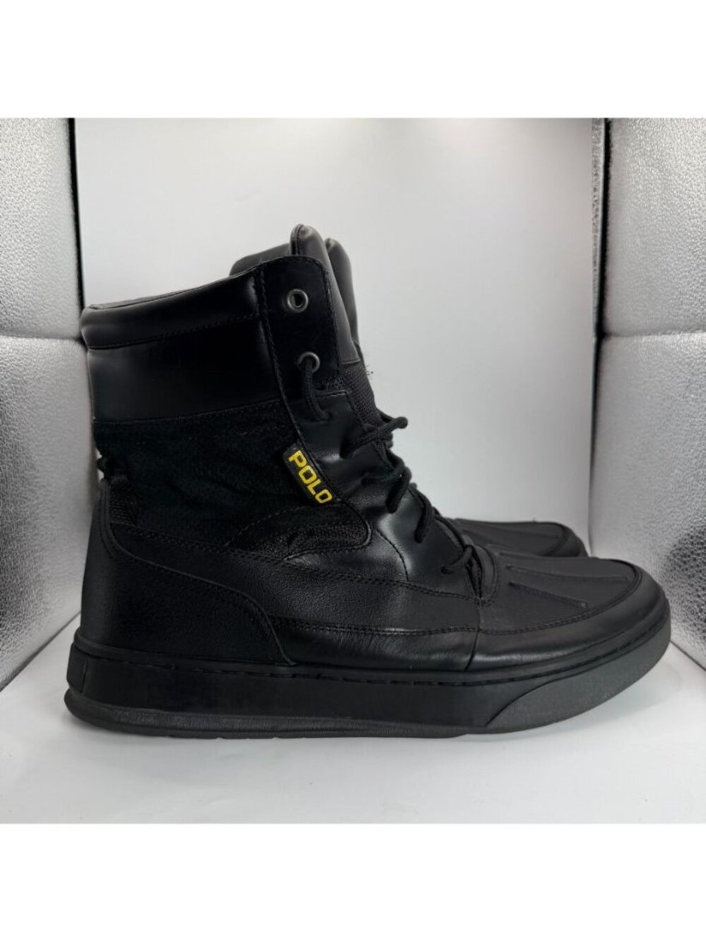 Polo Ralph Lauren Lansing Black Oiled Suede Duck Boots High Top Men's Size 13 D